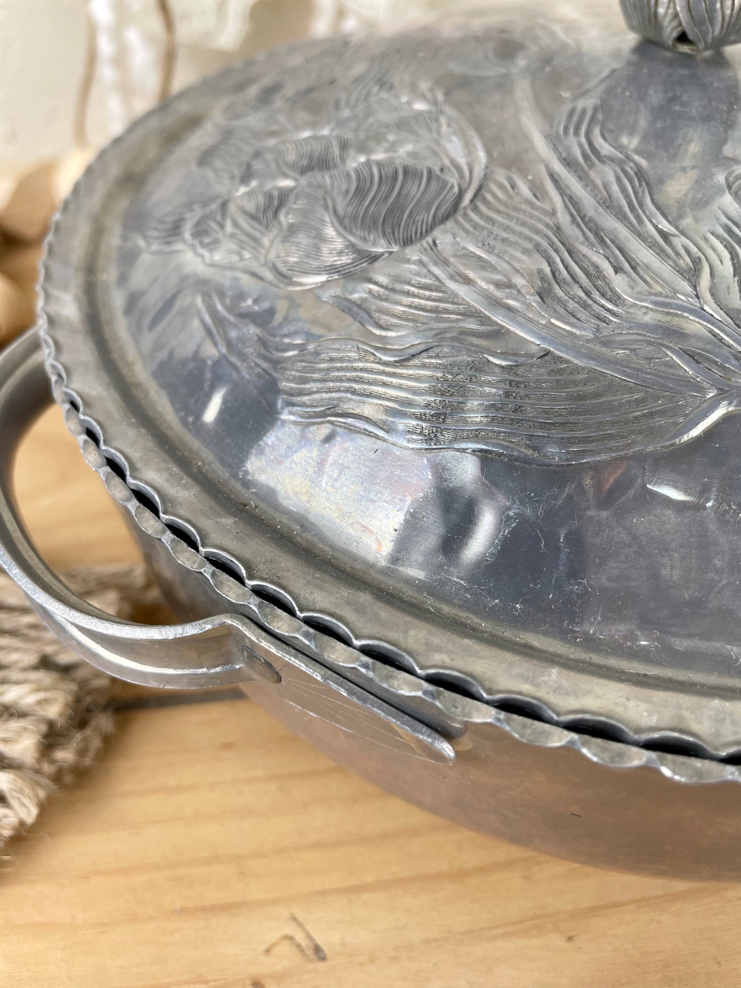 Vintage Rodney Kent Hammered Aluminum Dish with Lid