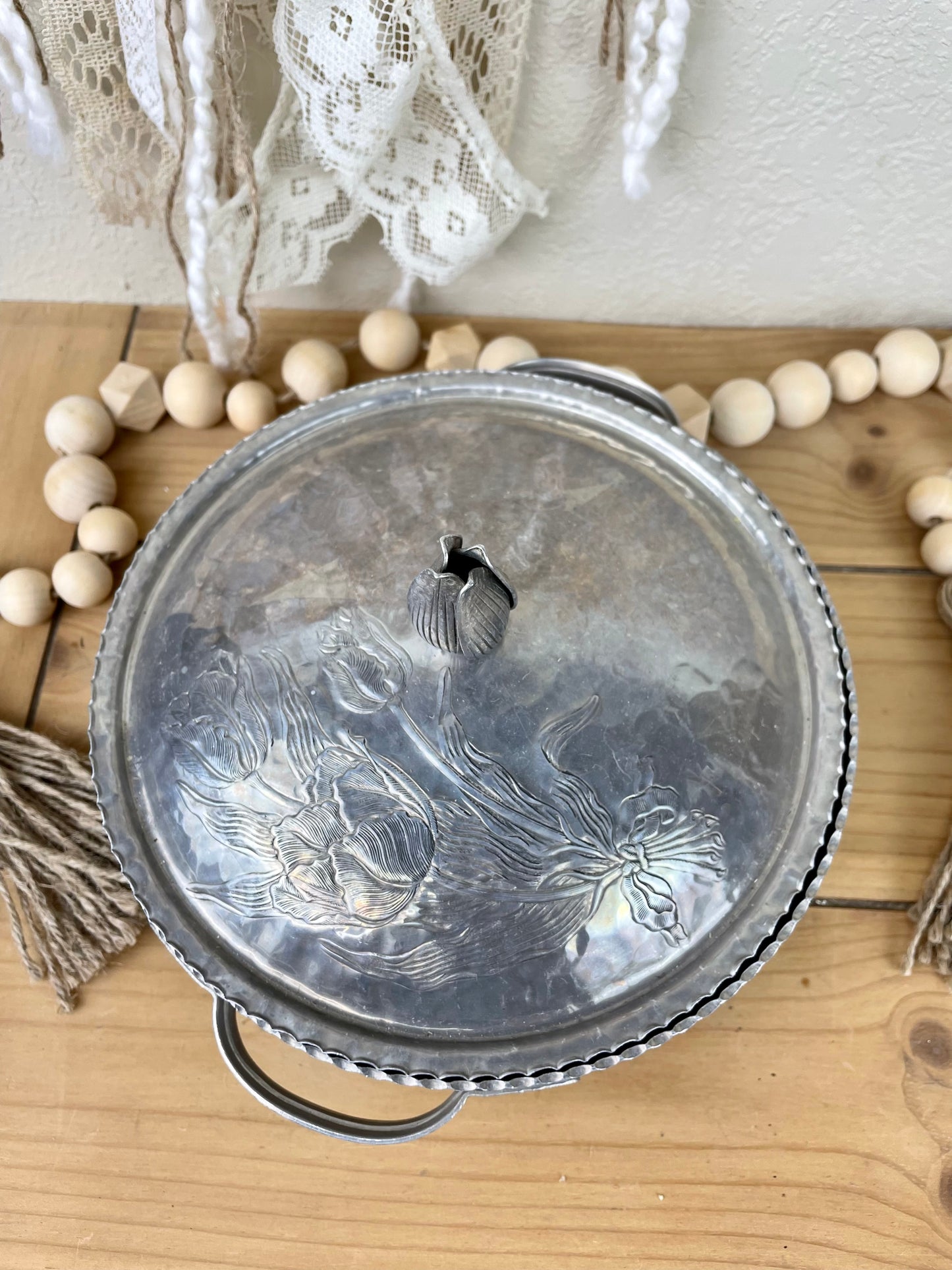 Vintage Rodney Kent Hammered Aluminum Dish with Lid