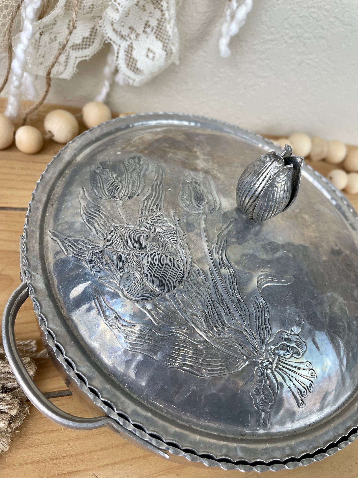 Vintage Rodney Kent Hammered Aluminum Dish with Lid