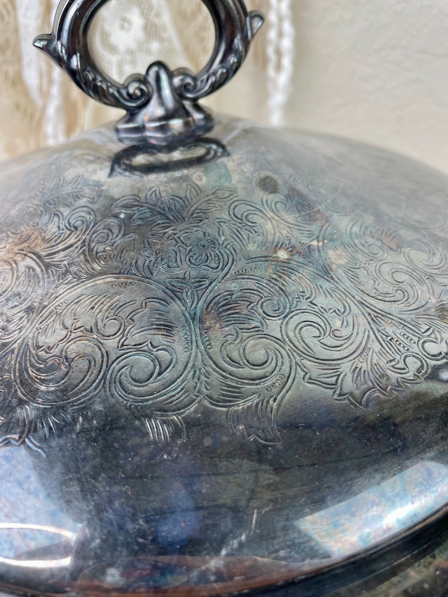 Vintage Footed Silver Oneida Dish Warmer with Lid