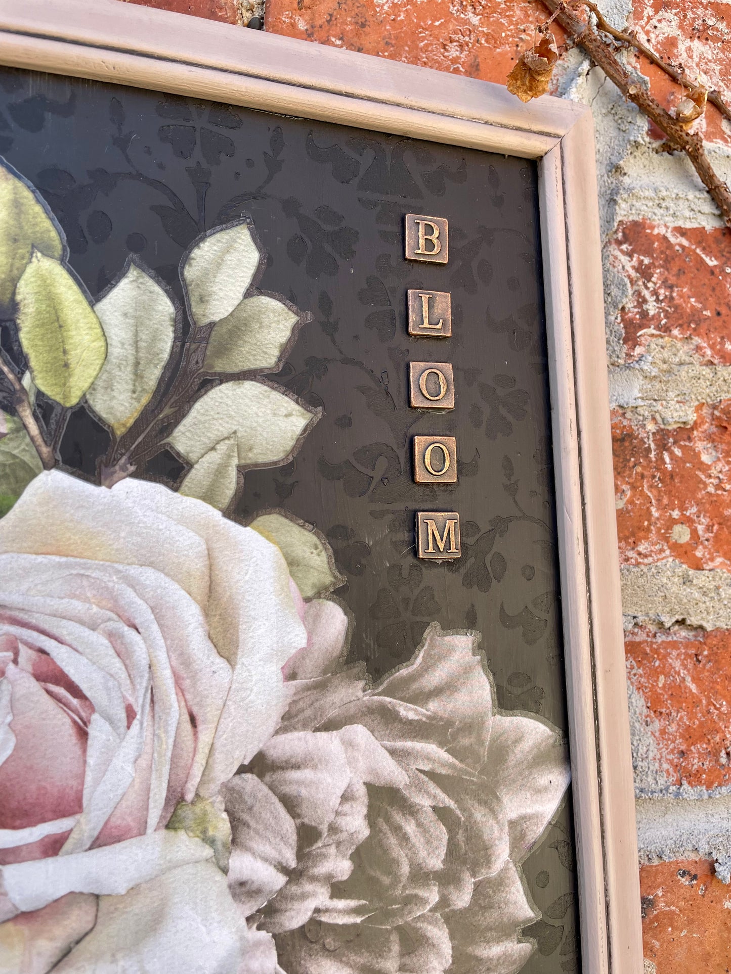 Handmade Upcycled Picture Frame “Bloom” Sign