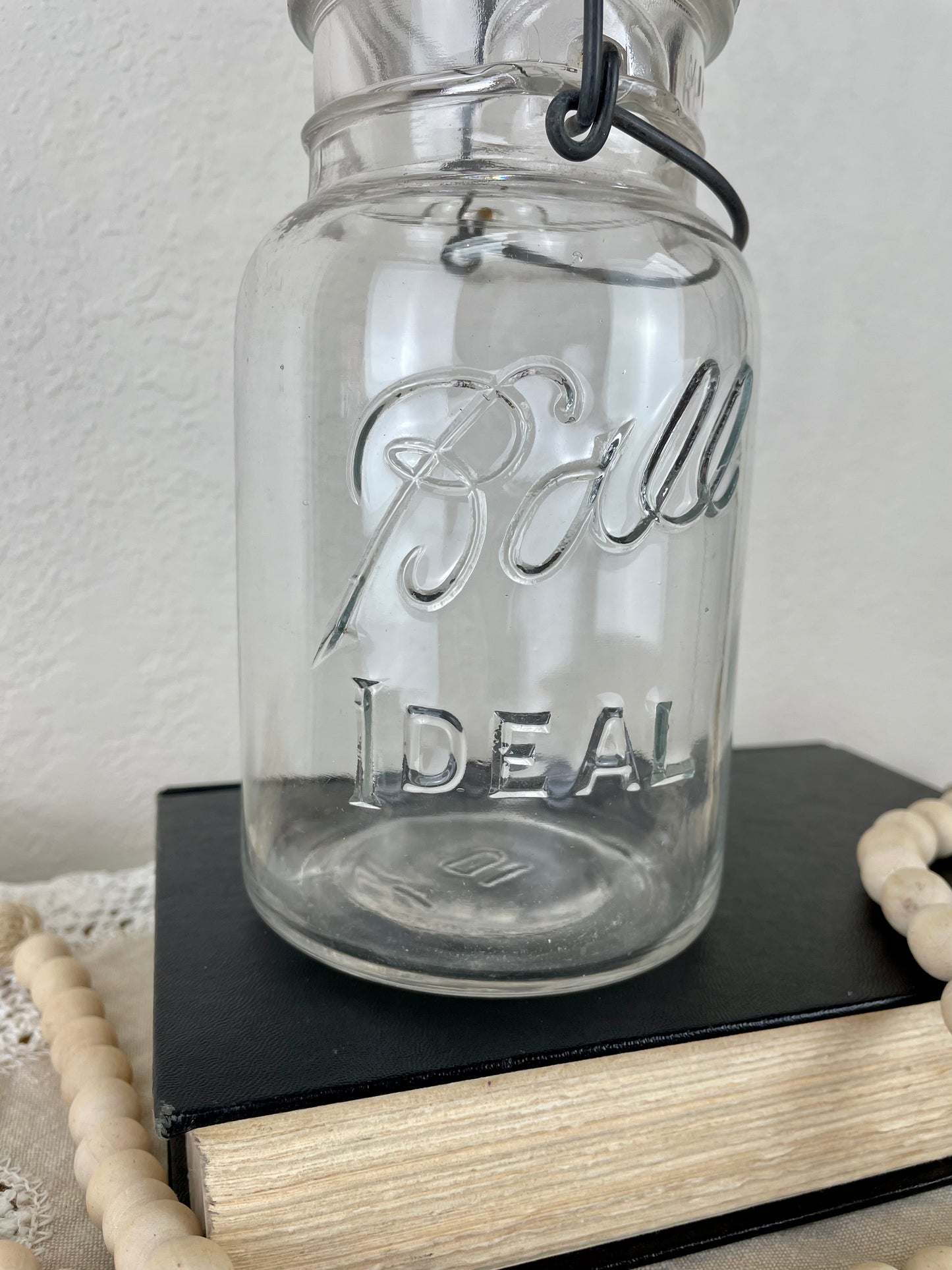 Vintage Clear Ball Jar with Glass Lid