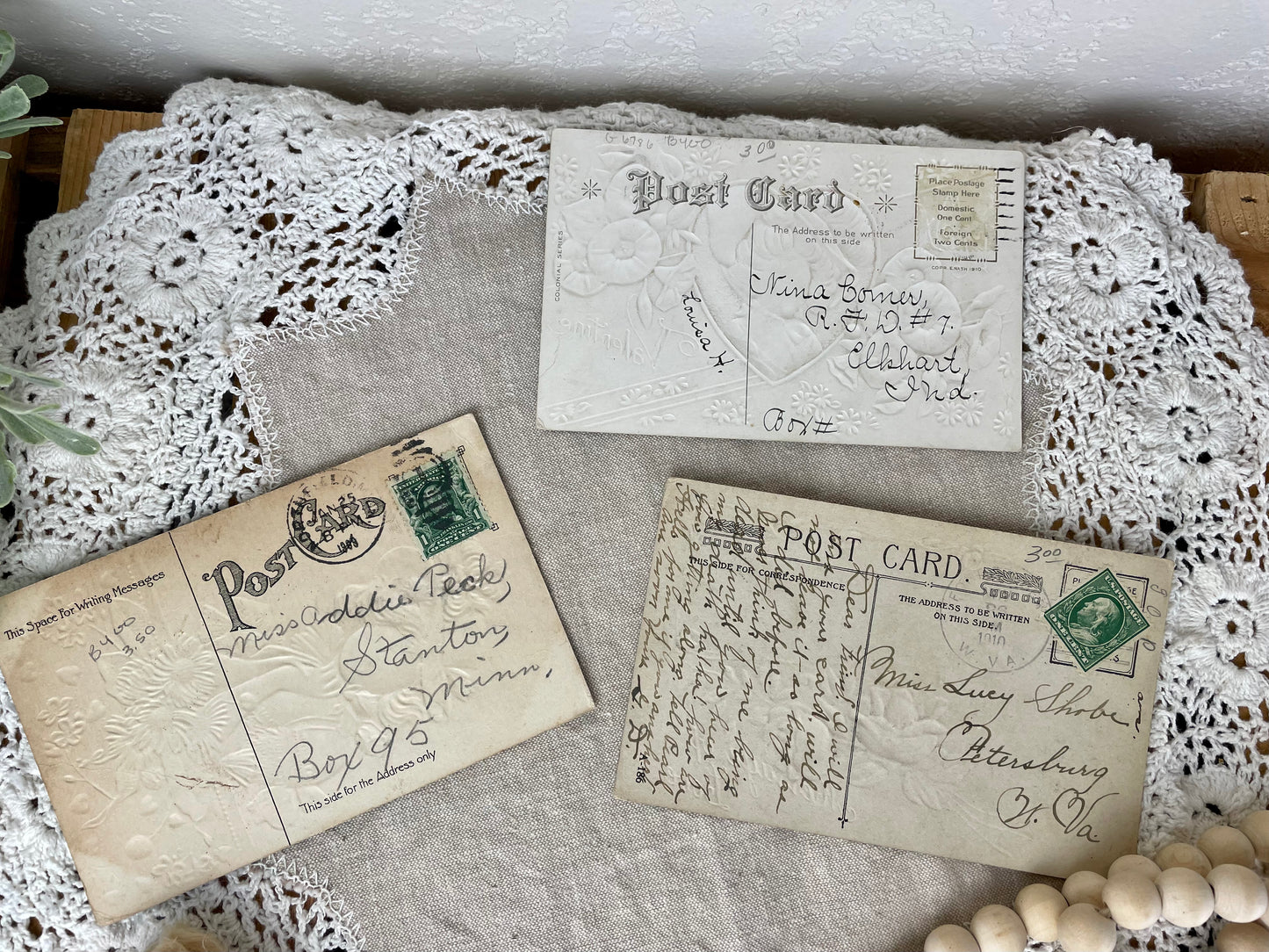 Vintage Victorian Valentines Postcards Set of 3