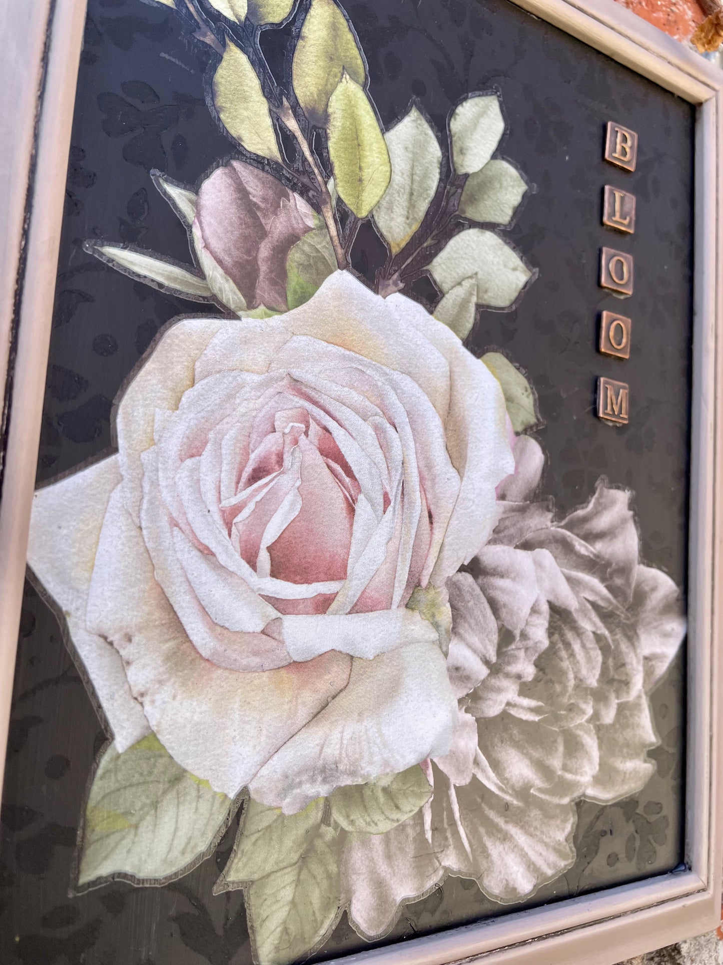 Handmade Upcycled Picture Frame “Bloom” Sign
