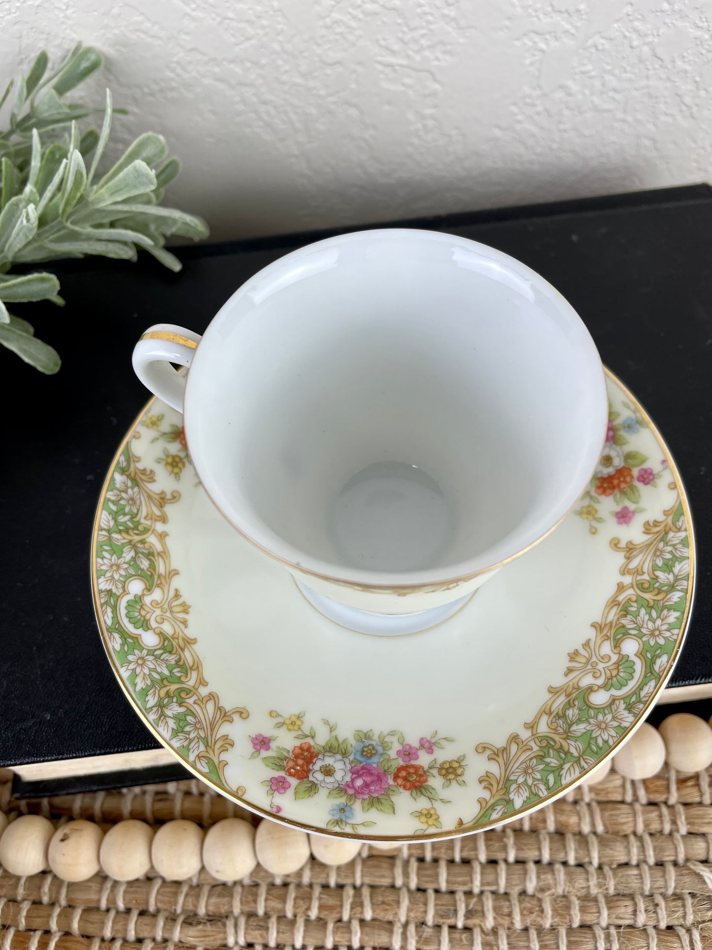 Vintage Noritake Footed Cup & Saucer Tea Set