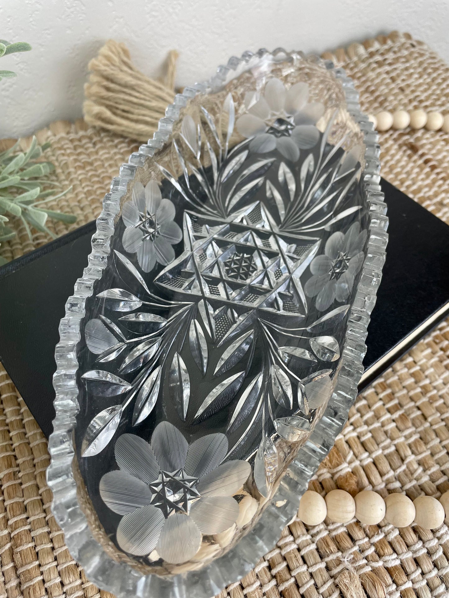 Vintage Crystal Relish Dish