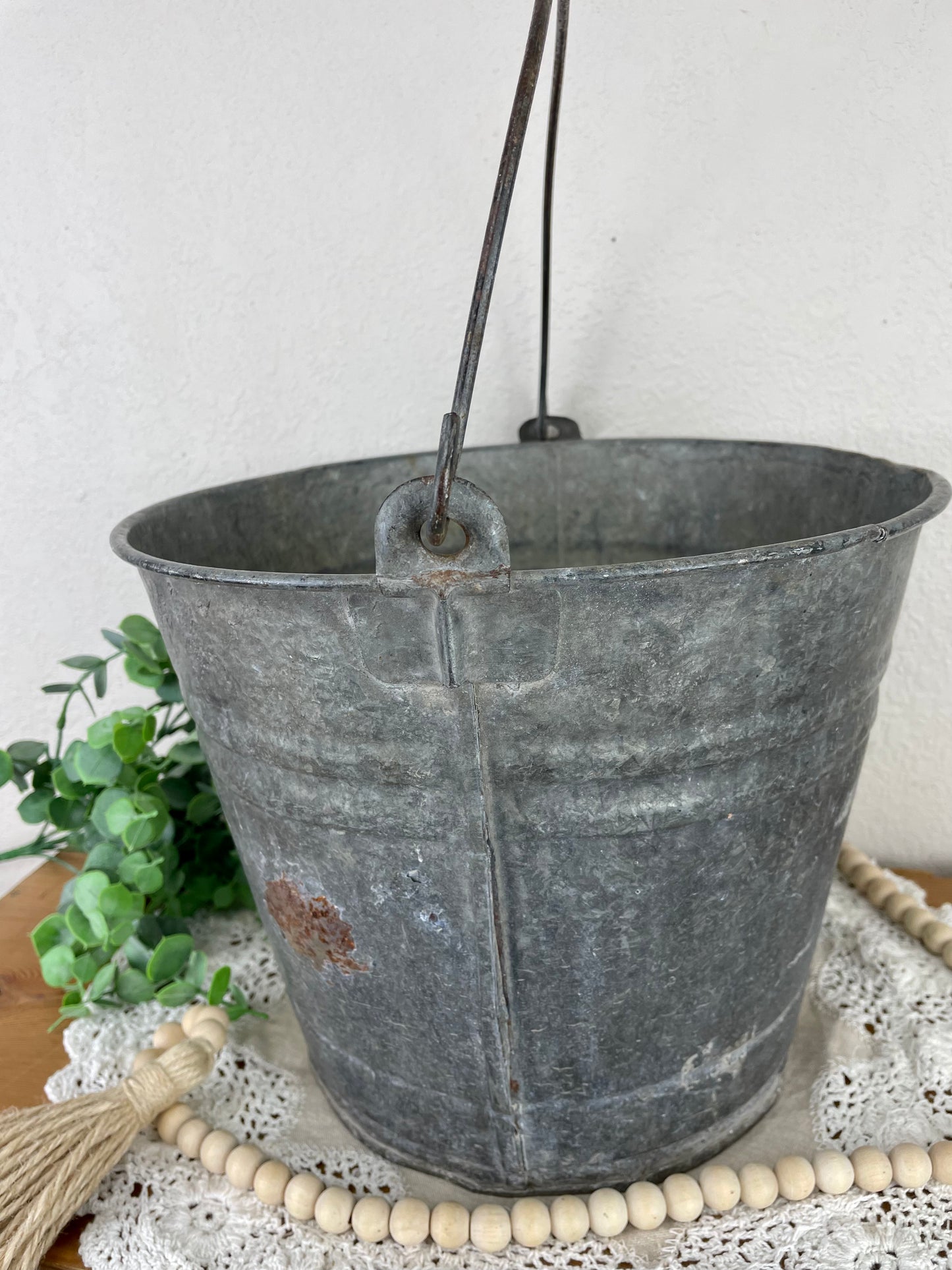 Vintage Galvanized Bucket with Handle