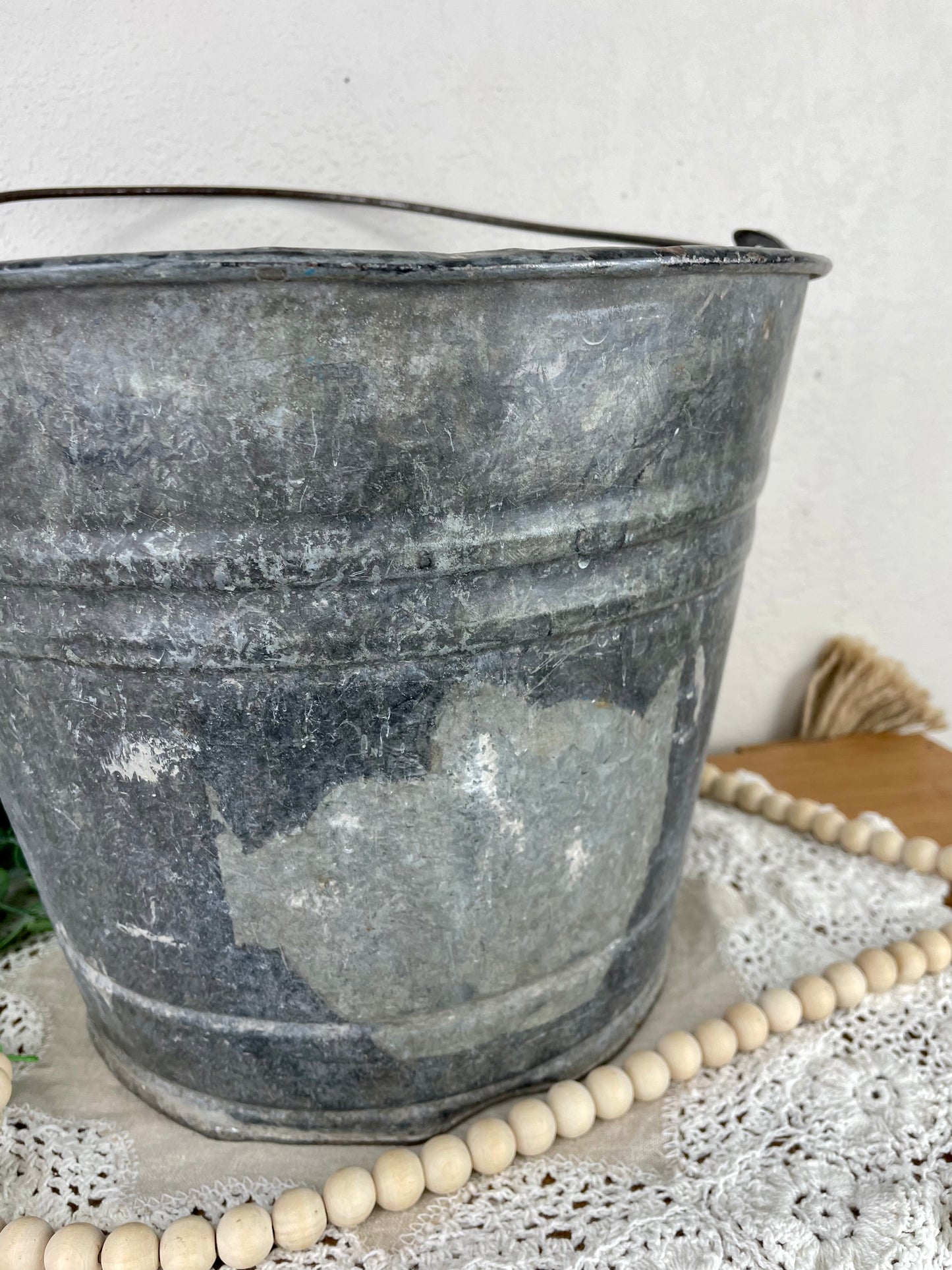 Vintage Galvanized Bucket with Handle