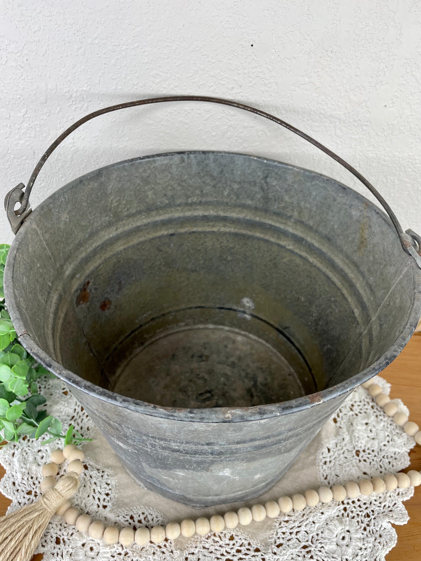 Vintage Galvanized Bucket with Handle