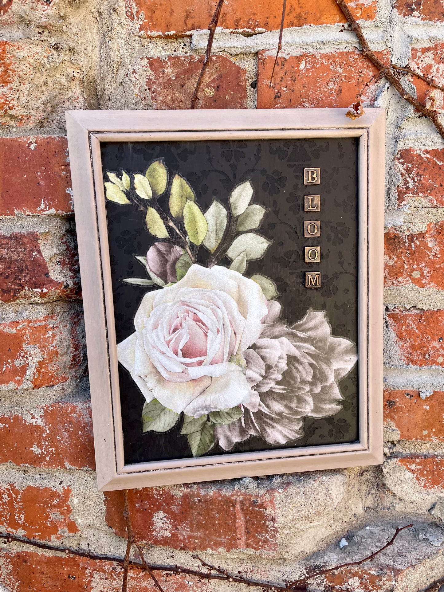 Handmade Upcycled Picture Frame “Bloom” Sign