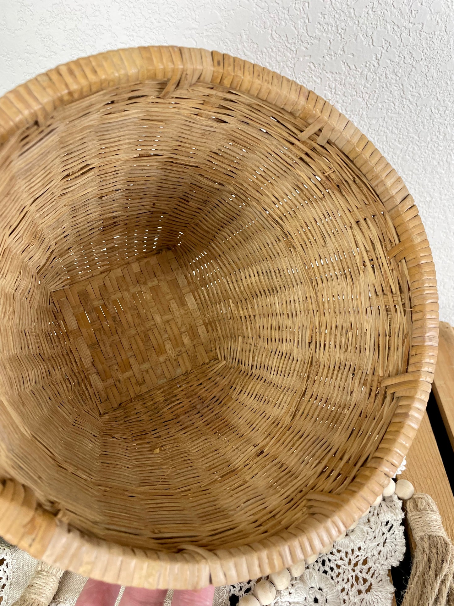 Vintage Medium Wicker Planter Basket