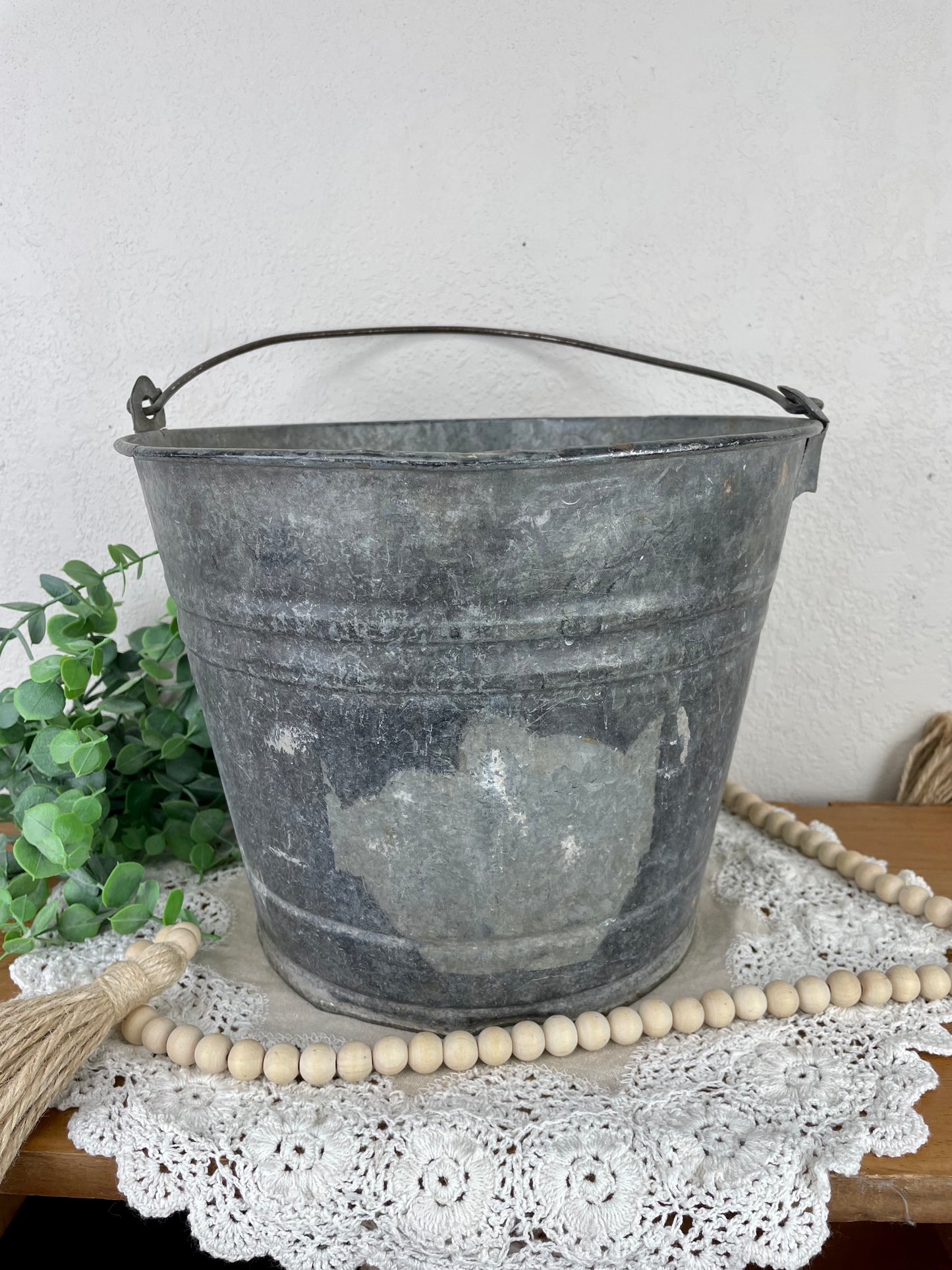 Vintage Galvanized Bucket with Handle