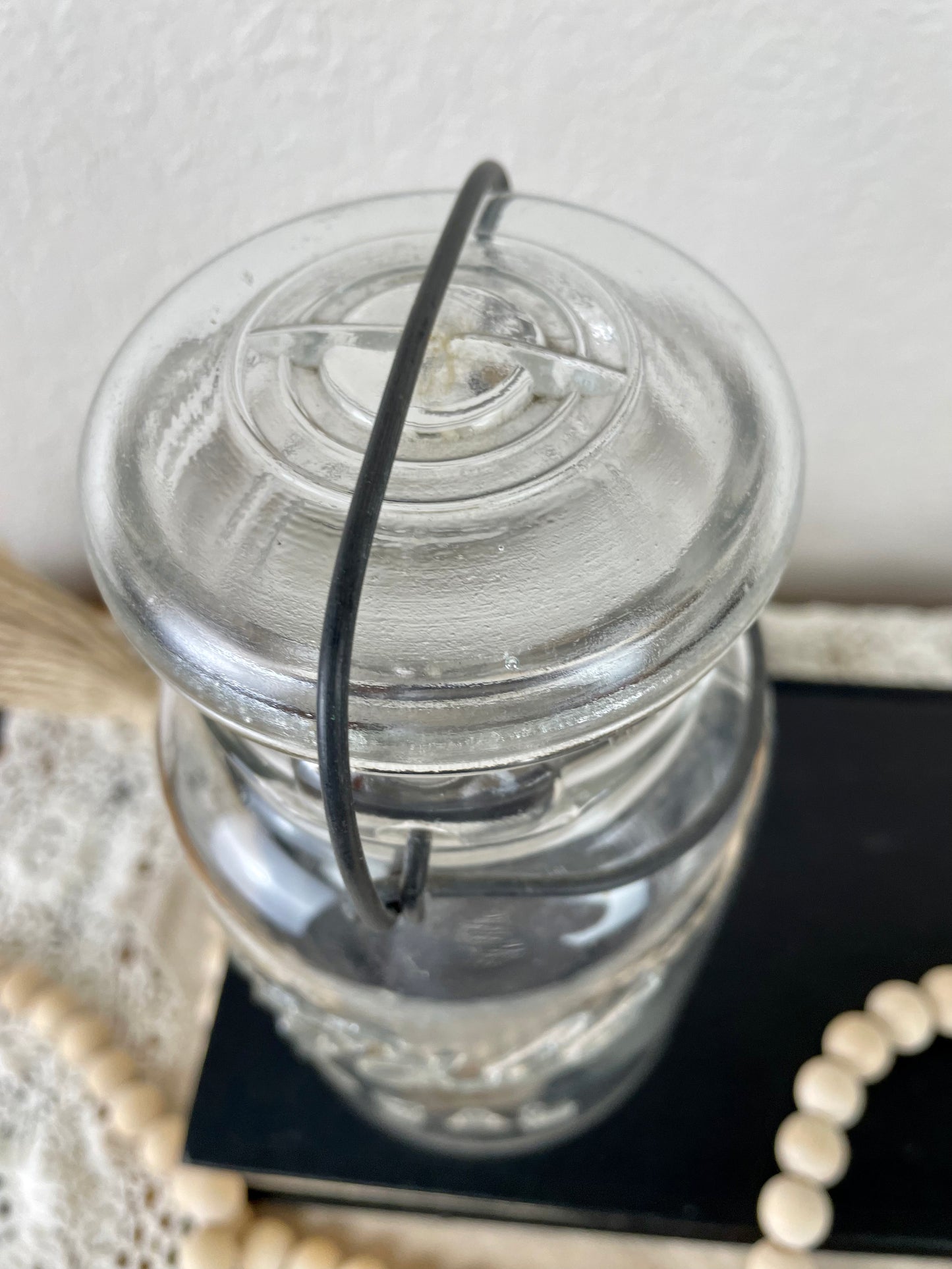 Vintage Clear Ball Jar with Glass Lid