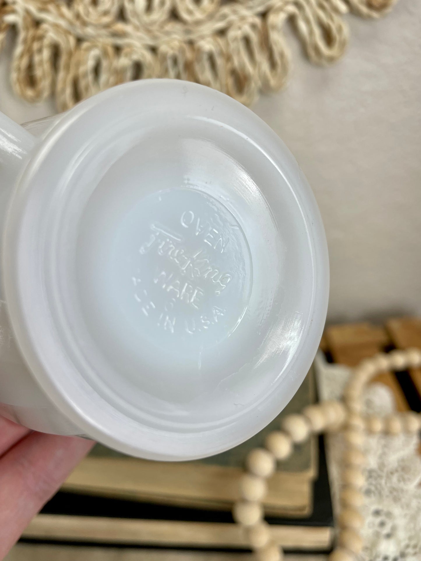 Vintage Fire King Milk Glass Creamer & Sugar Set