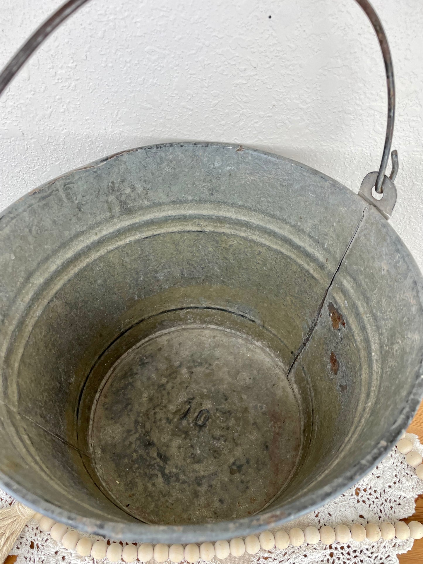 Vintage Galvanized Bucket with Handle