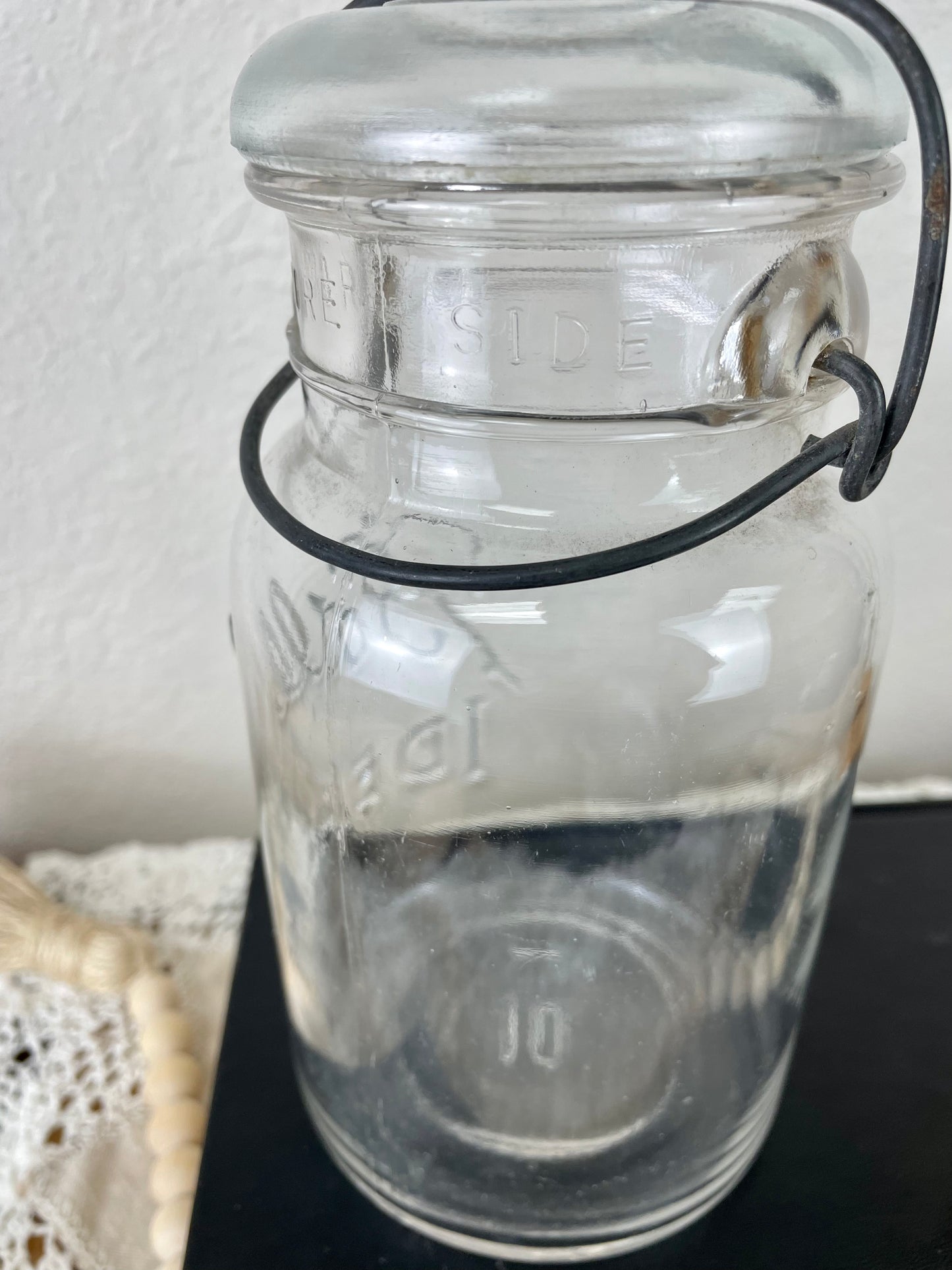 Vintage Clear Ball Jar with Glass Lid