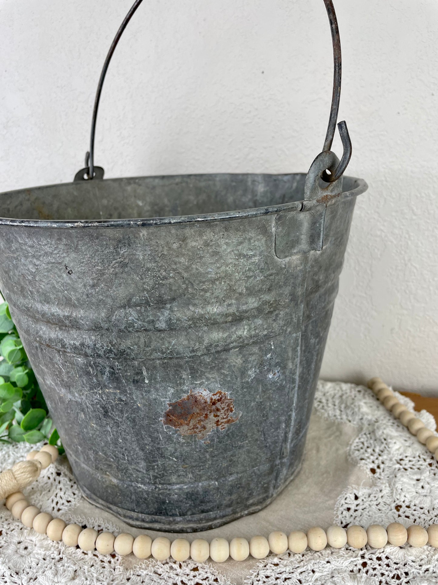 Vintage Galvanized Bucket with Handle