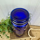 Vintage Cobalt Blue Glass Canister with Wire Clasp