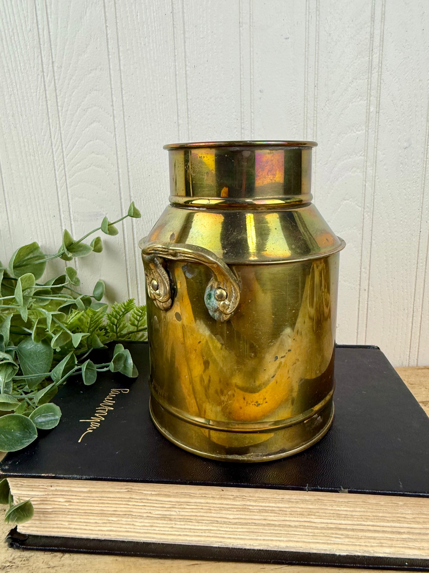 Vintage Brass Milk Can Vase