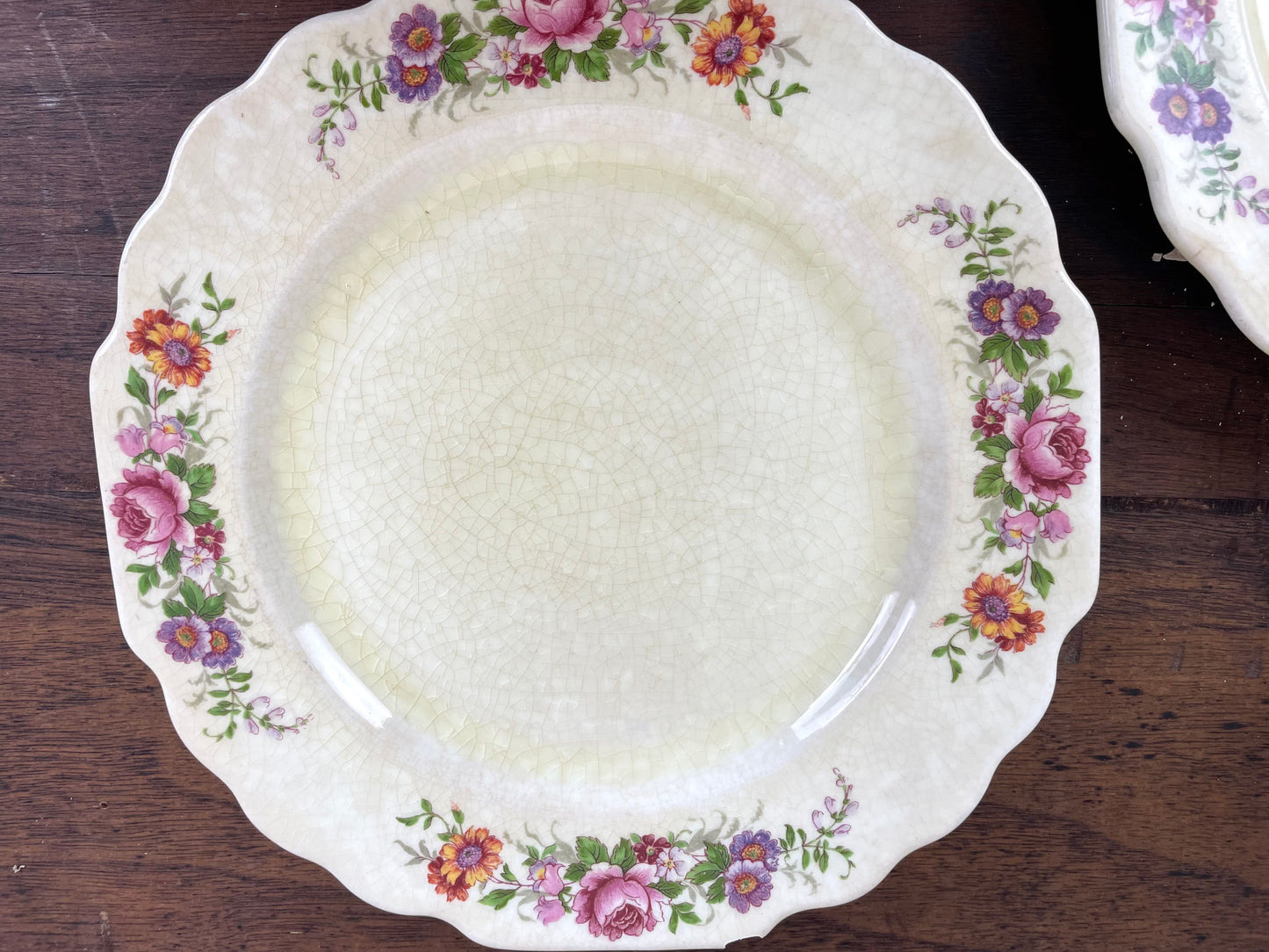 Set of Vintage Lido China Canarytone Floral Plates