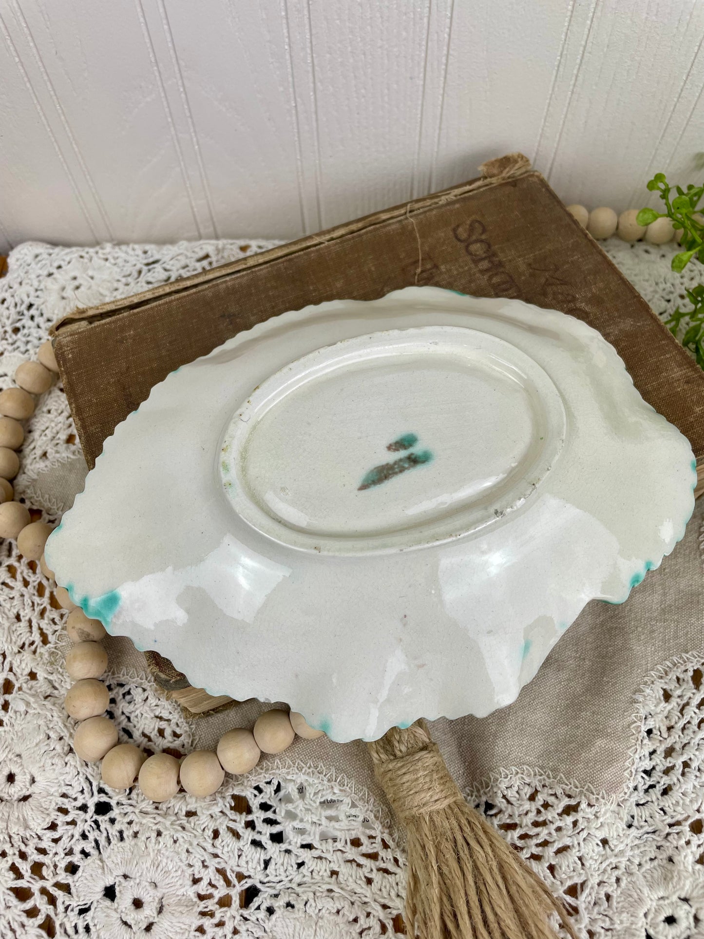 Vintage Majolica Pottery Leaf Tray