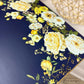 Hand Painted Blue Side Table with Yellow Florals- Shipping Included