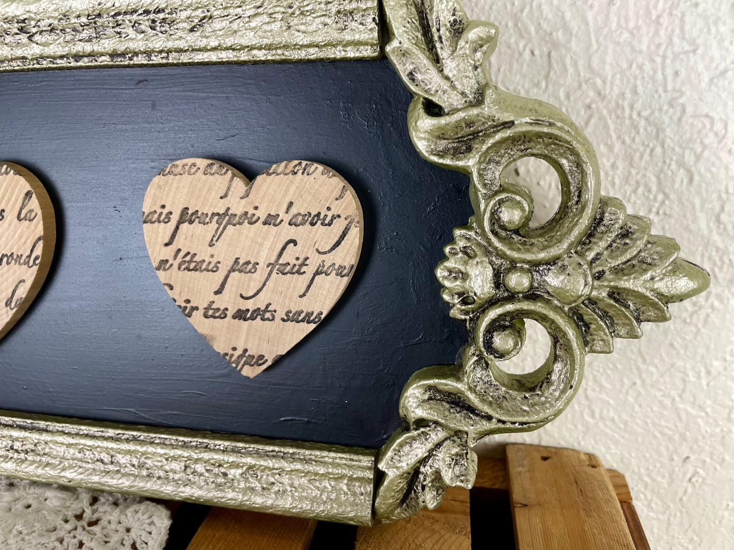 Upcycled Wall Art with Wooden Hearts