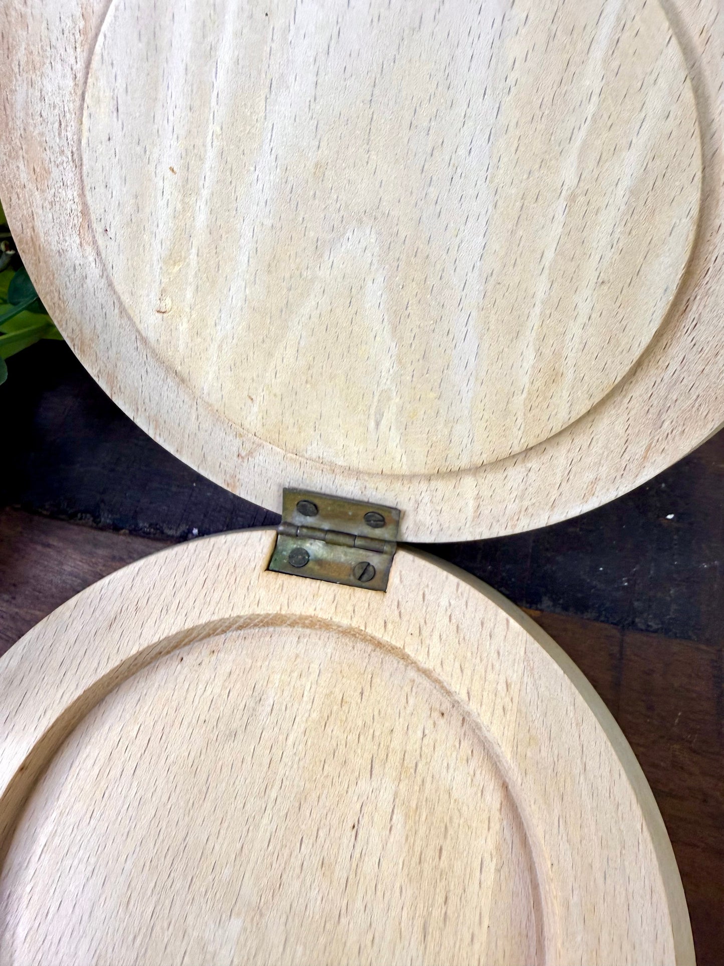 Vintage Wooden Hamburger Press with Roosters