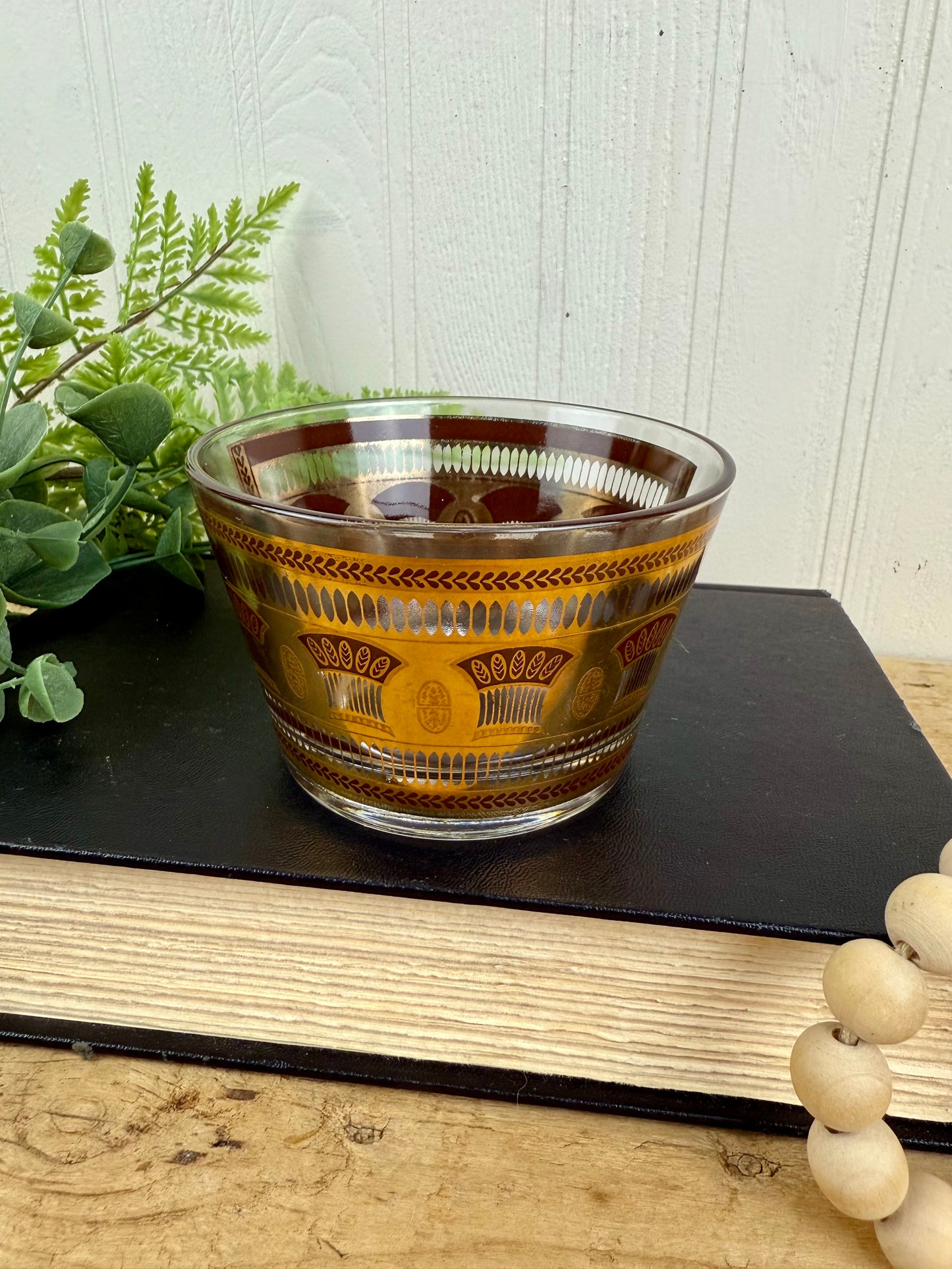 Vintage Mid-Century Culver's Gold Detailed Bowl