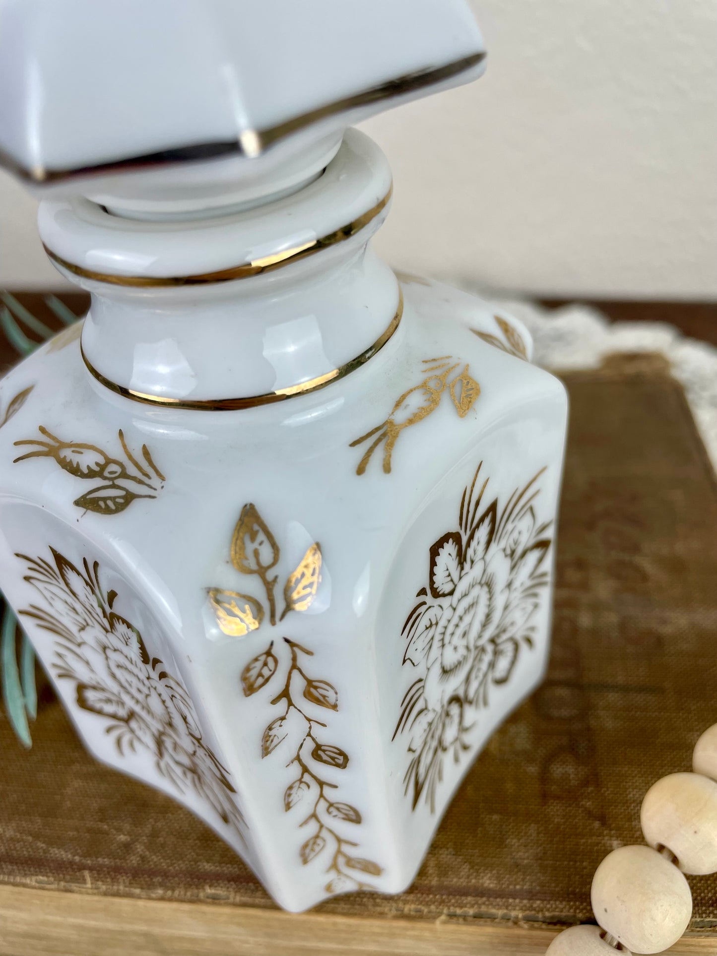 Vintage Porcelain Apothecary Bottle with Lid