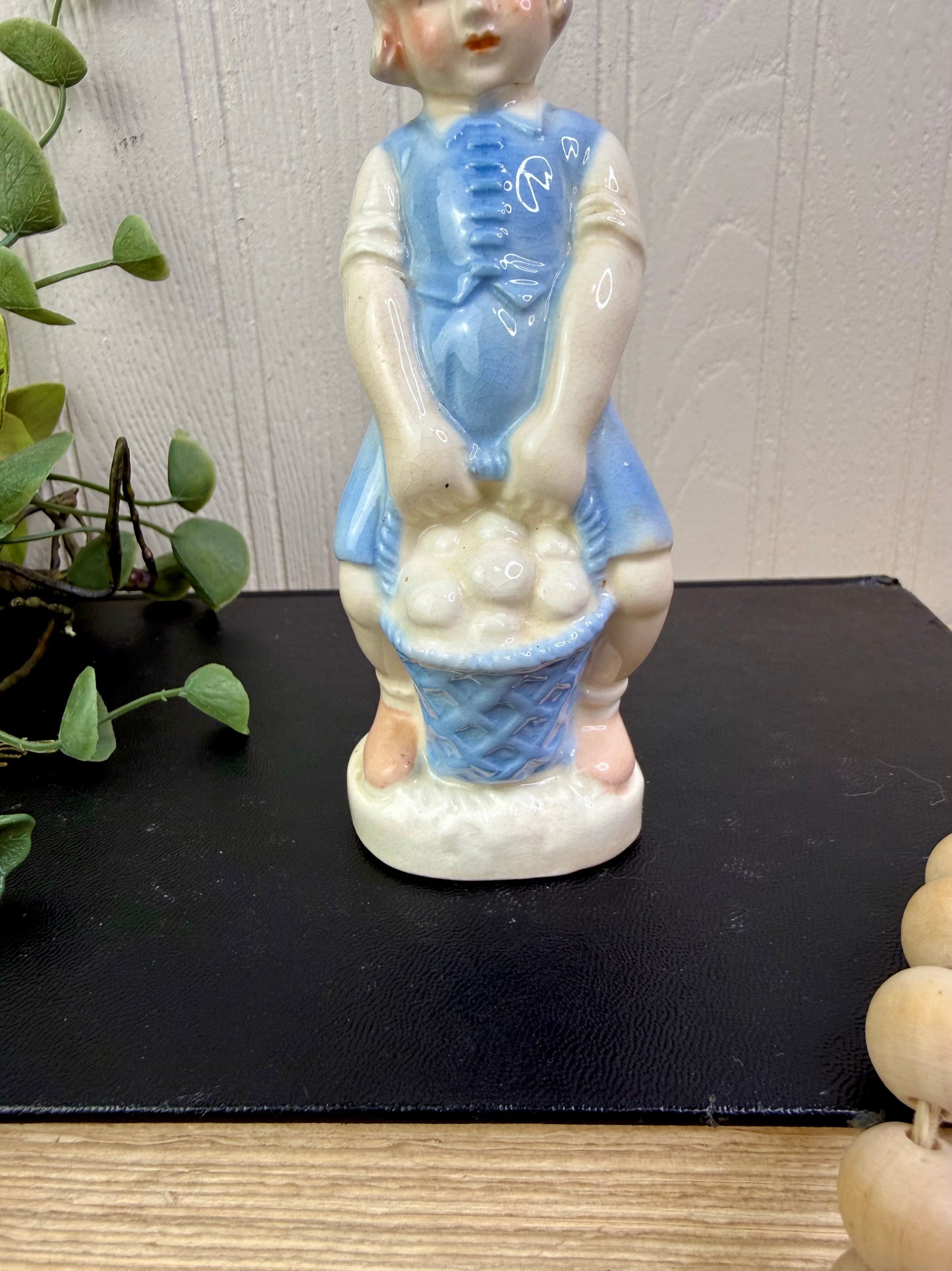 Vintage Porcelain Girl with Egg Basket Figurine