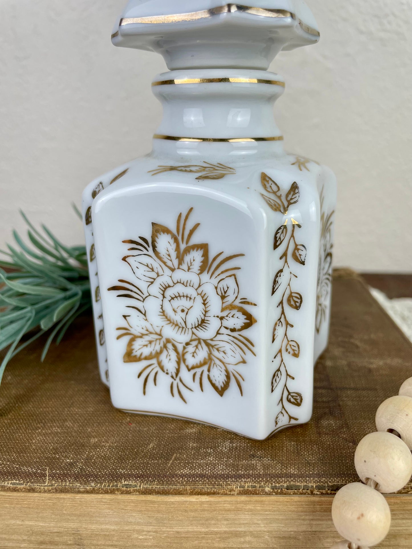 Vintage Porcelain Apothecary Bottle with Lid