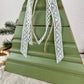 Upcycled Vintage Trim Olive Green Large Christmas Tree with Metallic Star