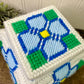 Vintage Plastic Canvas Storage Box with Blue Flowers