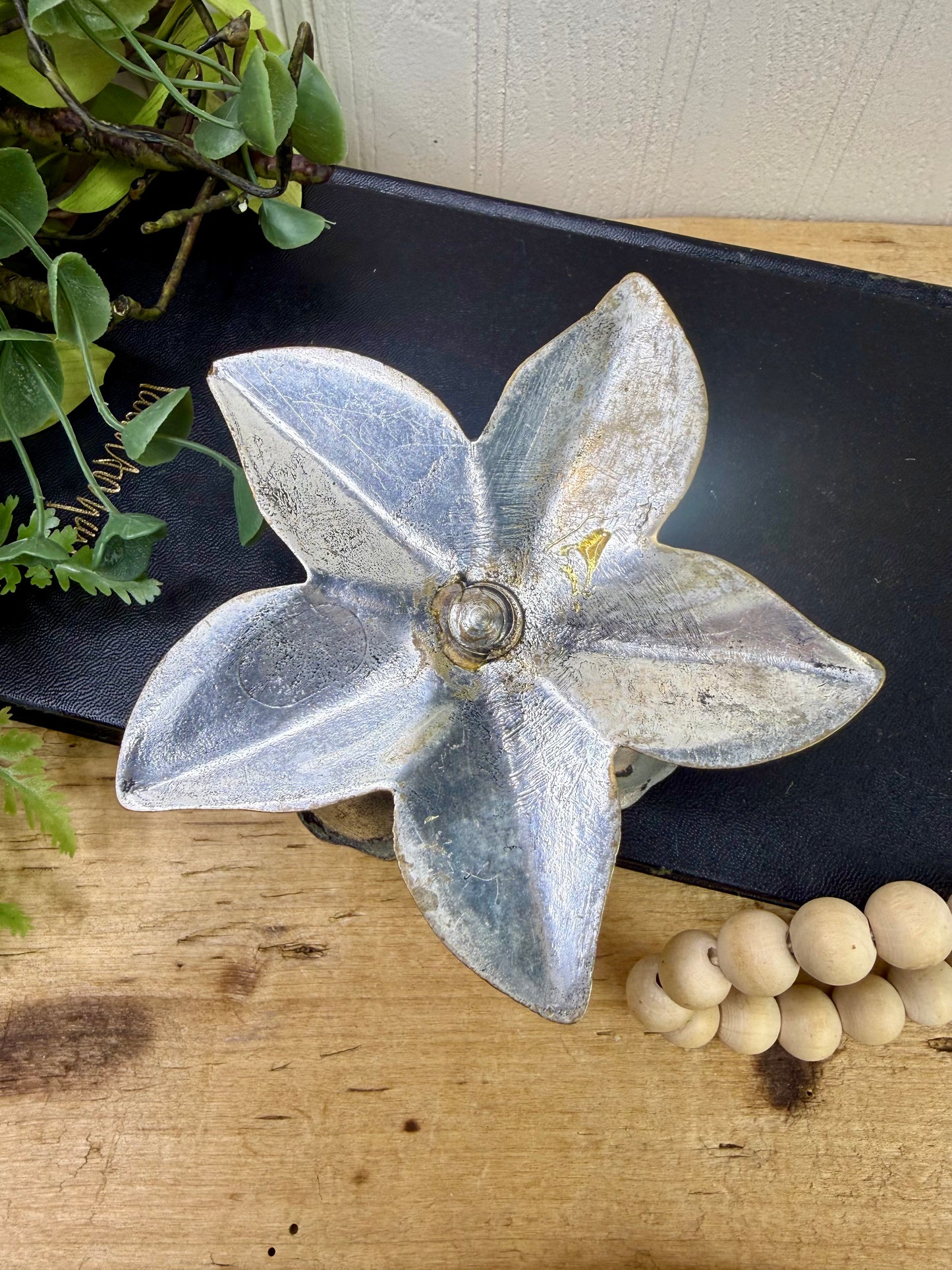 Vintage Brass Lotus Flower with Silver Finish