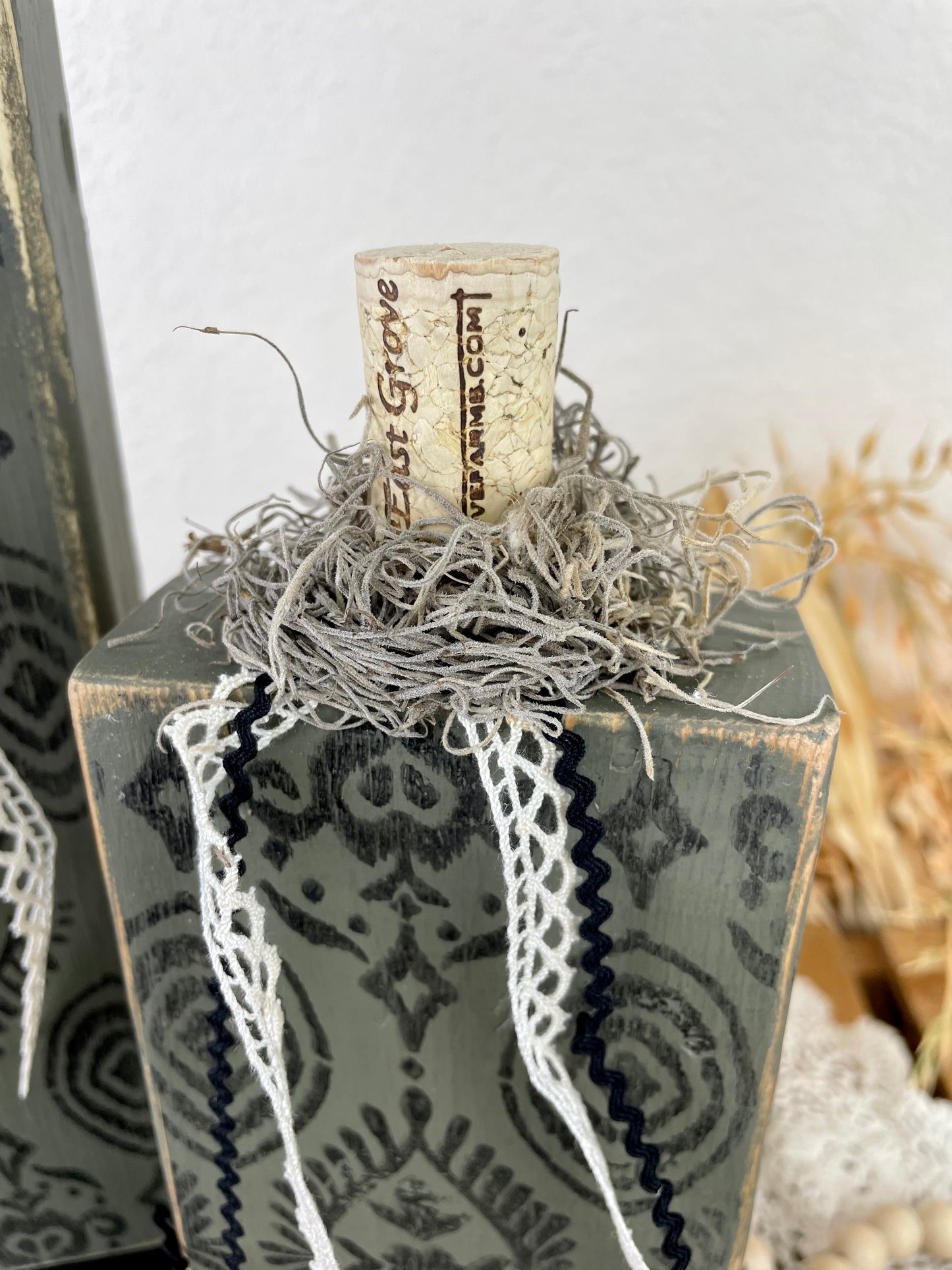 Handmade Green Pumpkin Set with Stamped Details