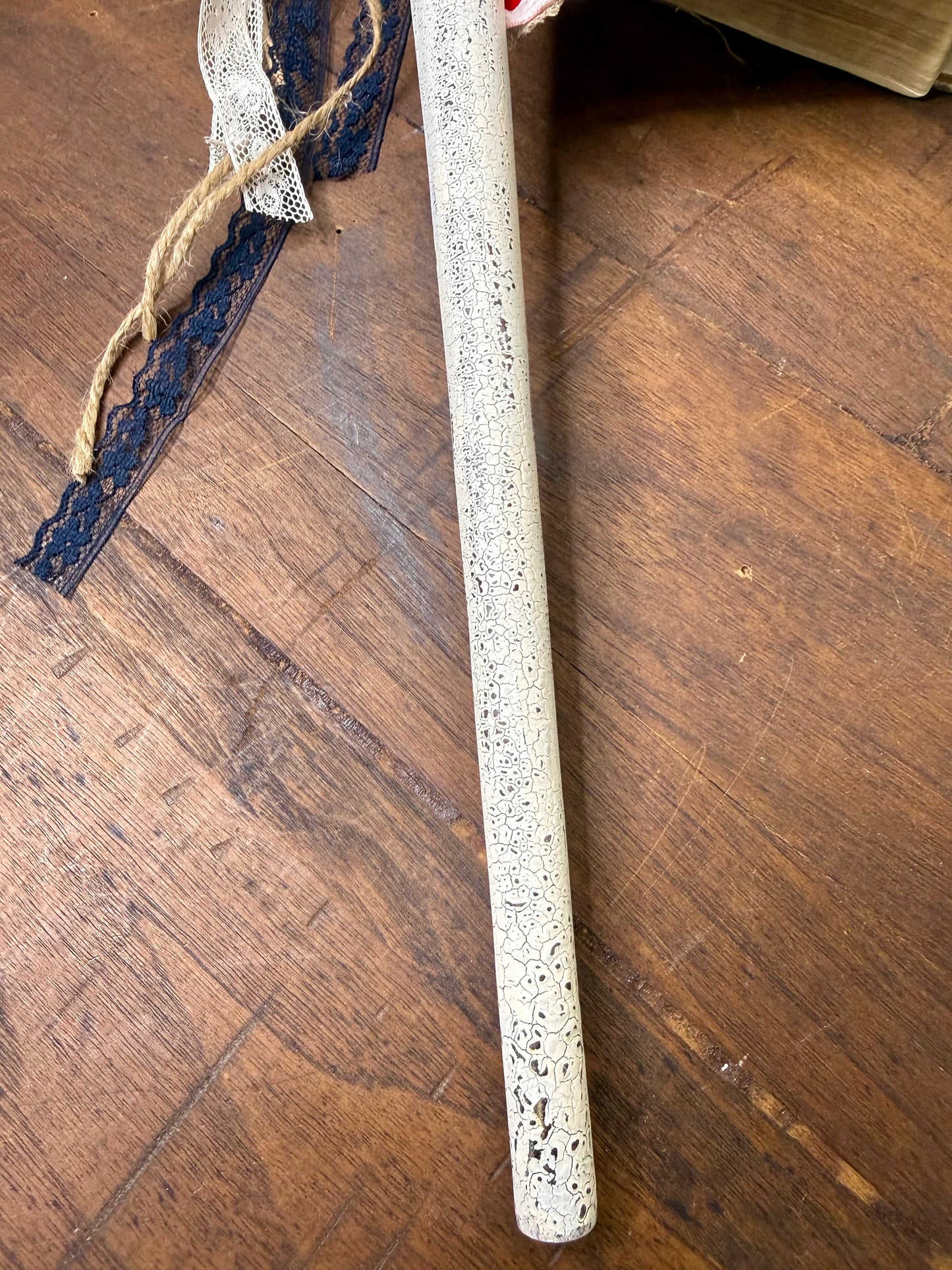 Handmade Spindle Flag with Stripe Pattern