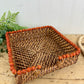 Vintage Wicker Napkin Basket with Beaded Trim