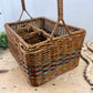 Vintage Divided Wicker Carrying Basket