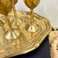 Vintage Mini Brass Barware Set with Goblets & Tray