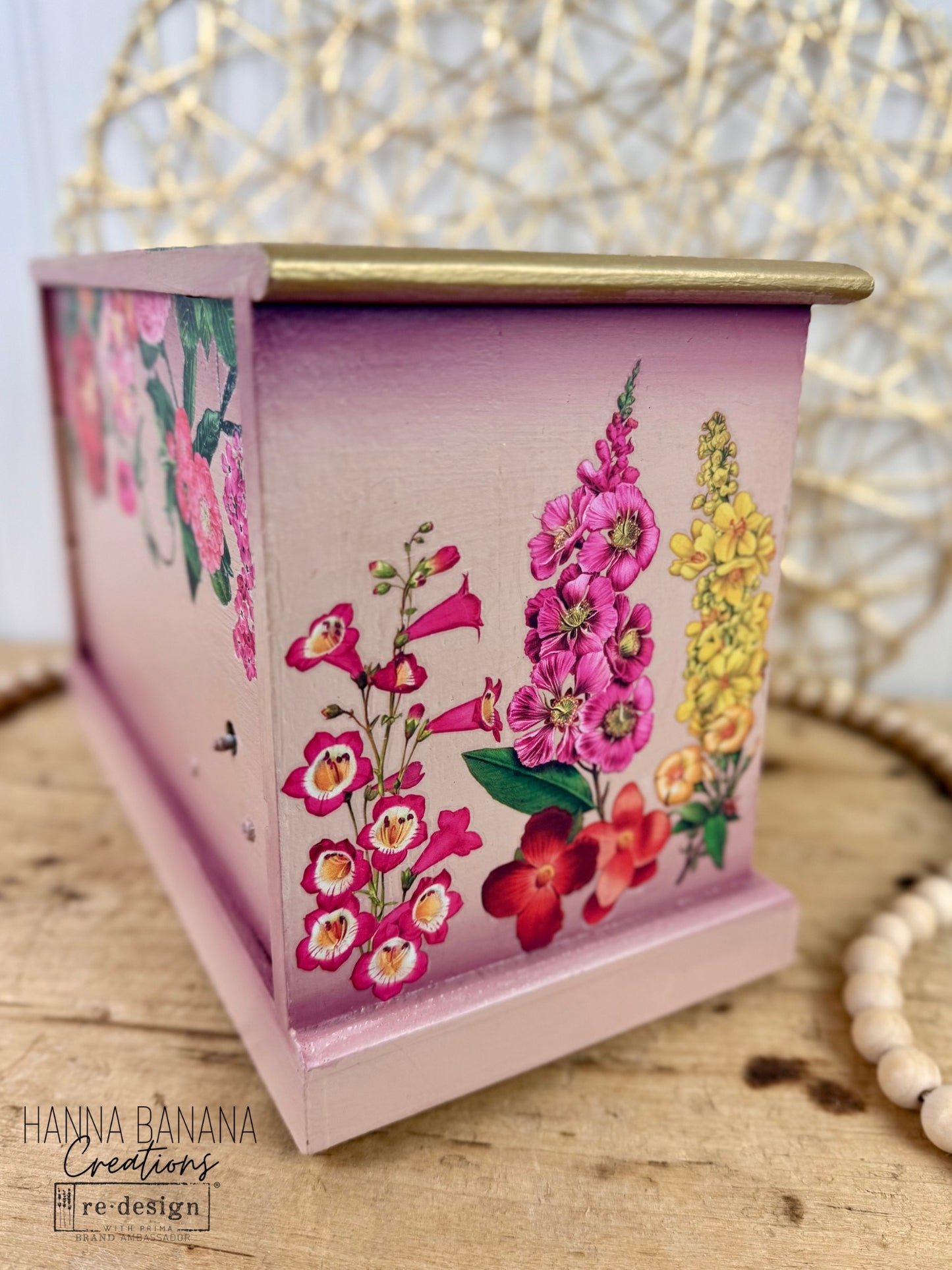 Hand Painted Pink & Burgundy Ombre Jewelry Box