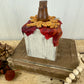 Handmade Block Beige Pumpkin with Spindle Stem