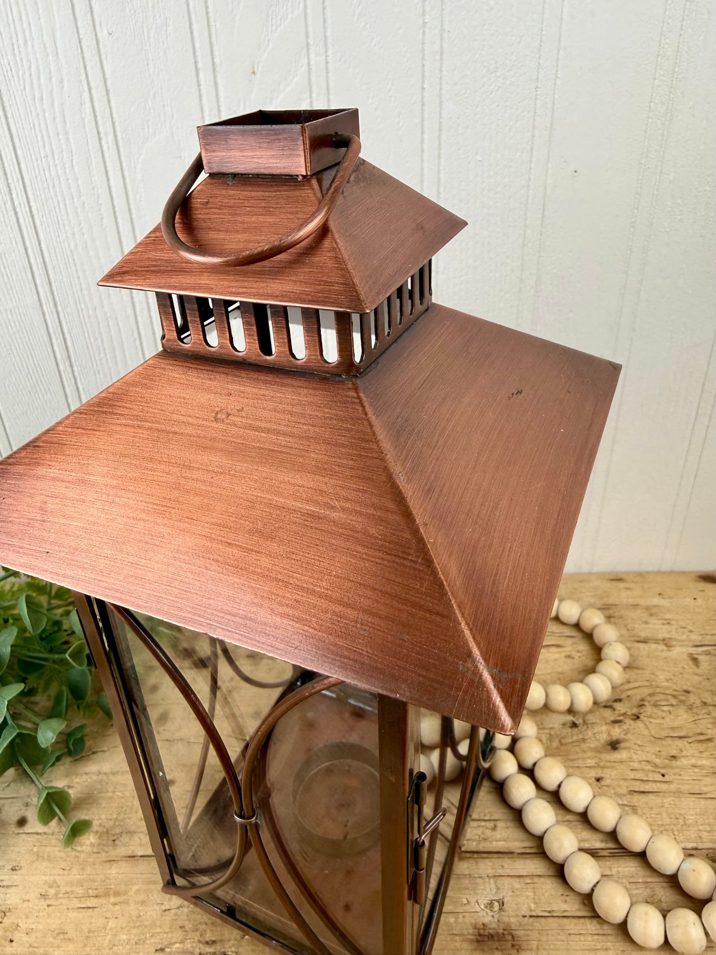 Copper Tea Light Candle Lantern