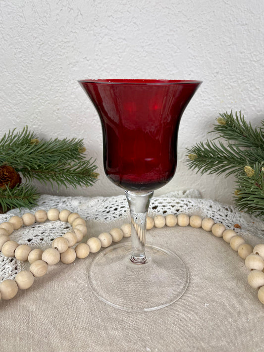 Vintage Ruby Red Wine Glass