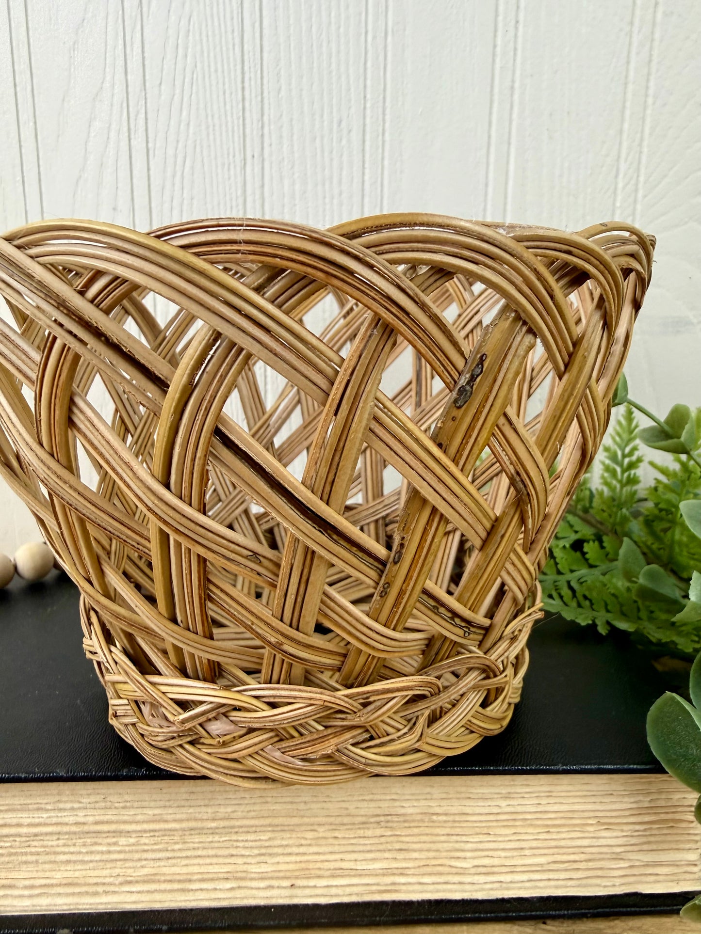 Vintage Open Weave Planter Basket