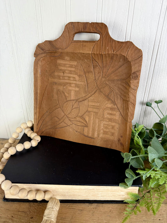 Vintage Hand Carved Asian Crumb Pan