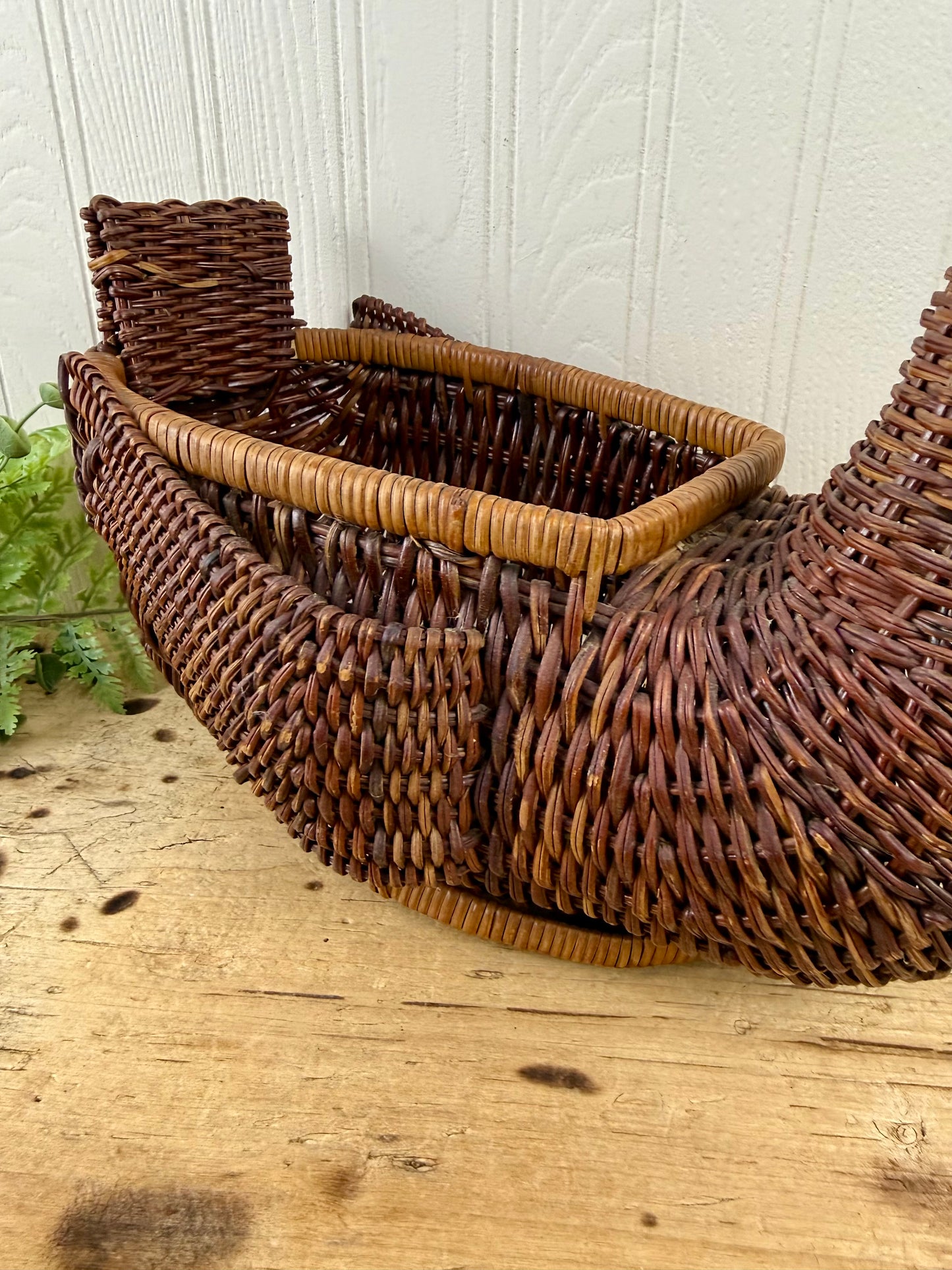 Vintage Large Wicker Duck Basket
