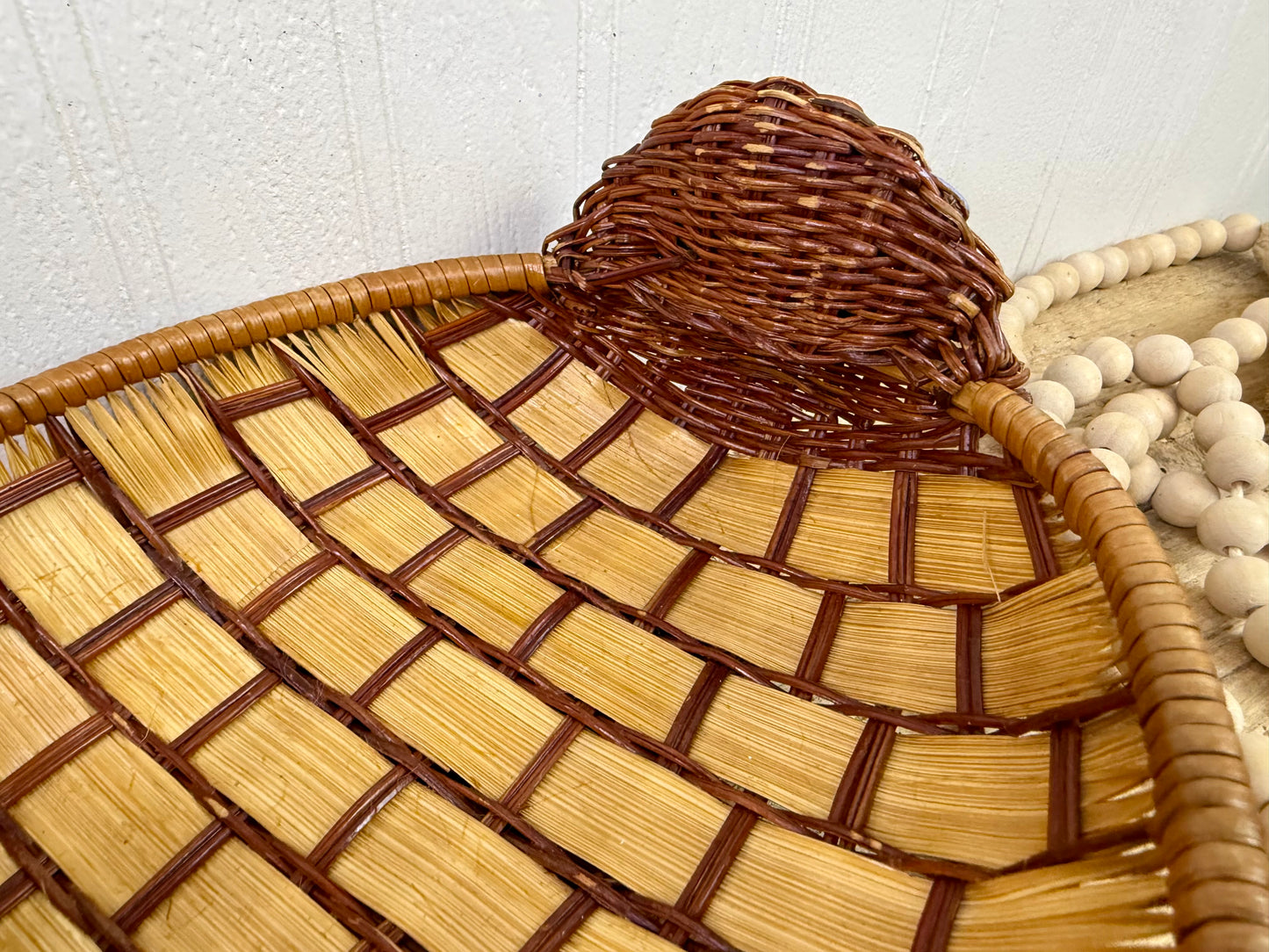Vintage Wicker Duck Basket with Lace Bow