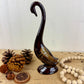 Vintage Enesco Redware Pottery Swan with Drip Glaze
