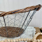 Vintage Chicken Wire & Wicker Storage Basket